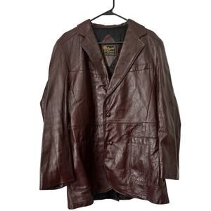 Vintage 1970's Reed Sportswear Leather Jacket Mens 40 Rust Brown- Fight Club